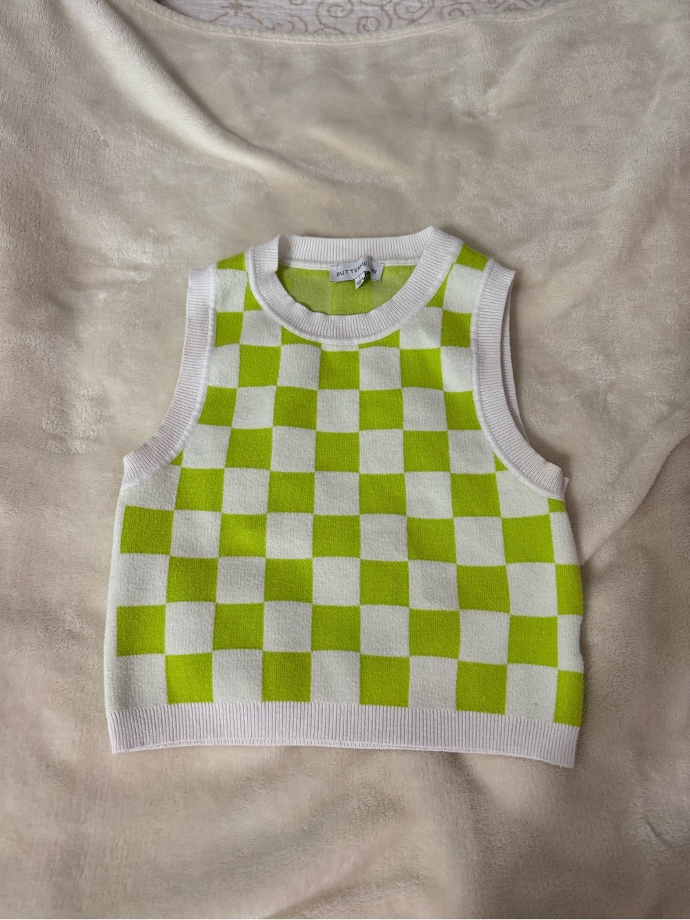 2 piece green & white checker print set - Picture 3 of 11